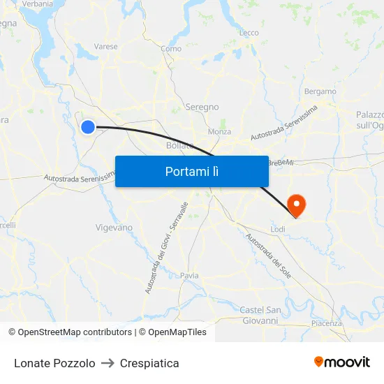 Lonate Pozzolo to Crespiatica map