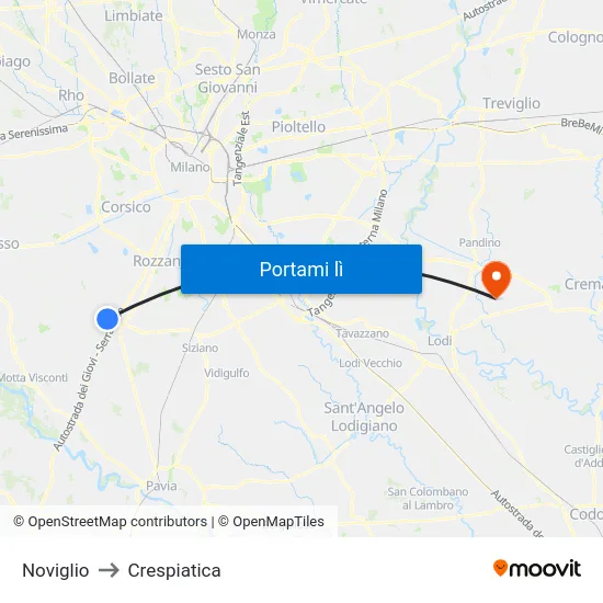 Noviglio to Crespiatica map