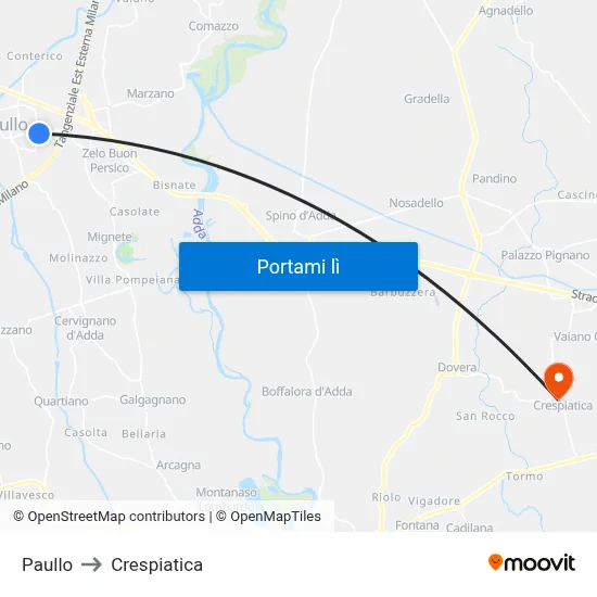 Paullo to Crespiatica map