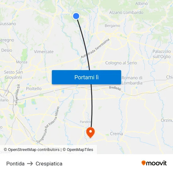Pontida to Crespiatica map