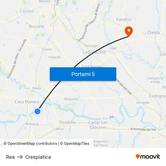 Rea to Crespiatica map