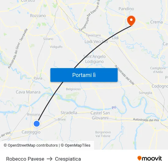 Robecco Pavese to Crespiatica map