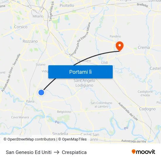 San Genesio Ed Uniti to Crespiatica map