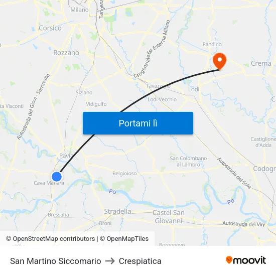 San Martino Siccomario to Crespiatica map