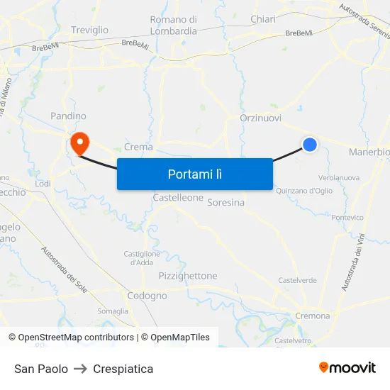 San Paolo to Crespiatica map