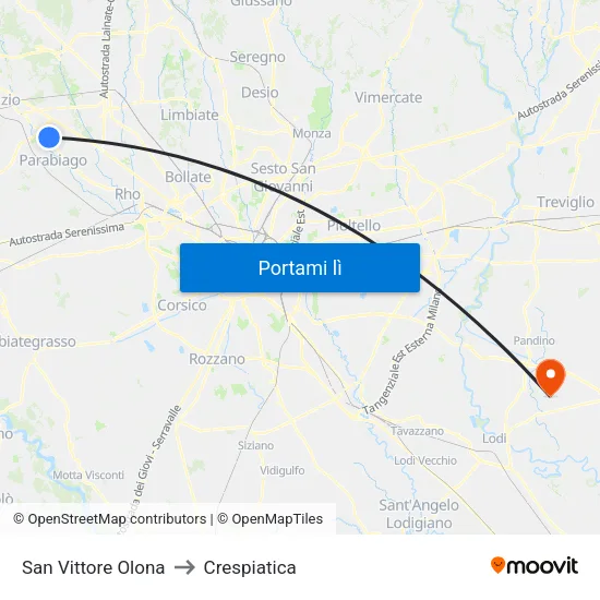 San Vittore Olona to Crespiatica map