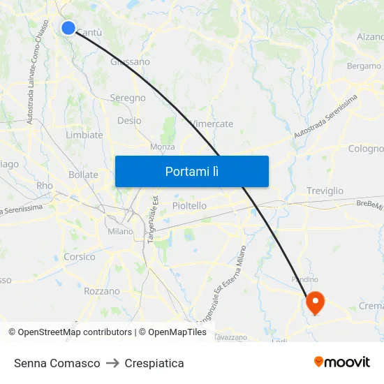 Senna Comasco to Crespiatica map
