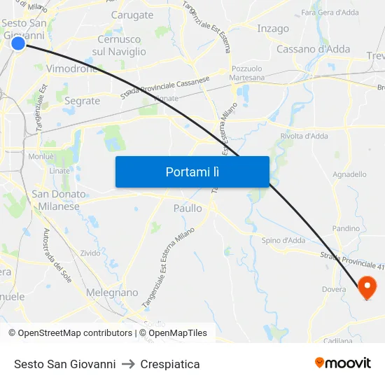 Sesto San Giovanni to Crespiatica map