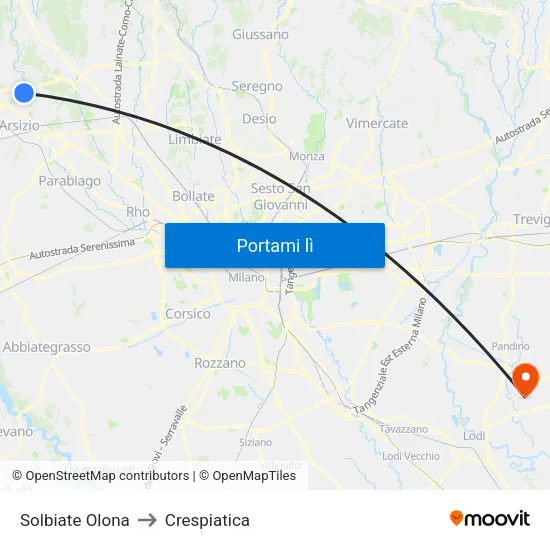 Solbiate Olona to Crespiatica map