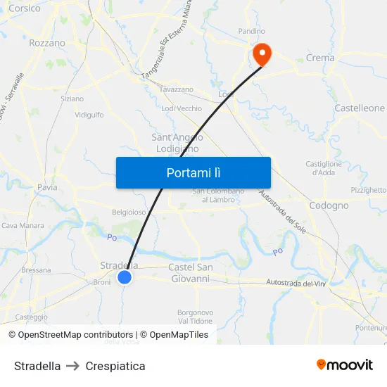 Stradella to Crespiatica map