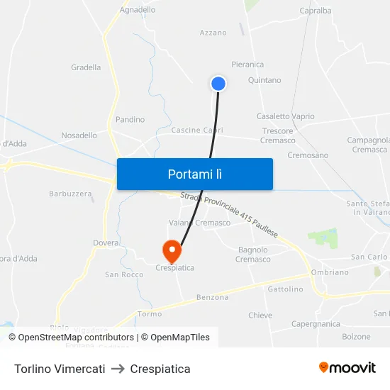 Torlino Vimercati to Crespiatica map