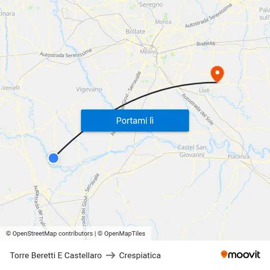 Torre Beretti E Castellaro to Crespiatica map