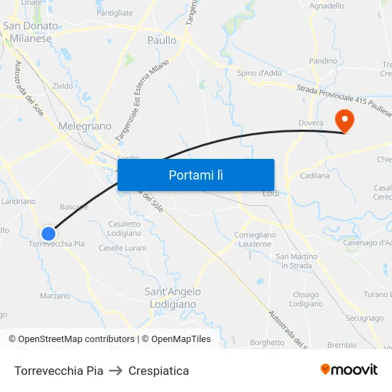 Torrevecchia Pia to Crespiatica map