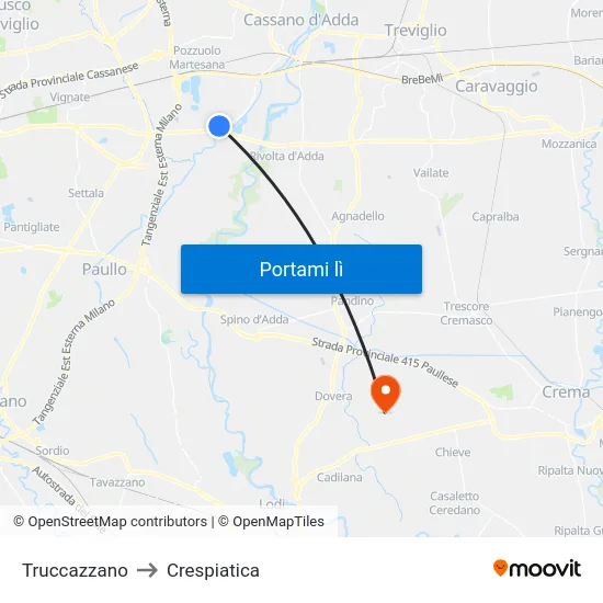 Truccazzano to Crespiatica map