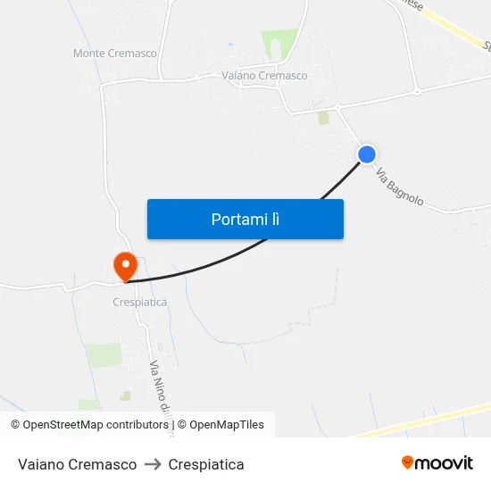 Vaiano Cremasco to Crespiatica map