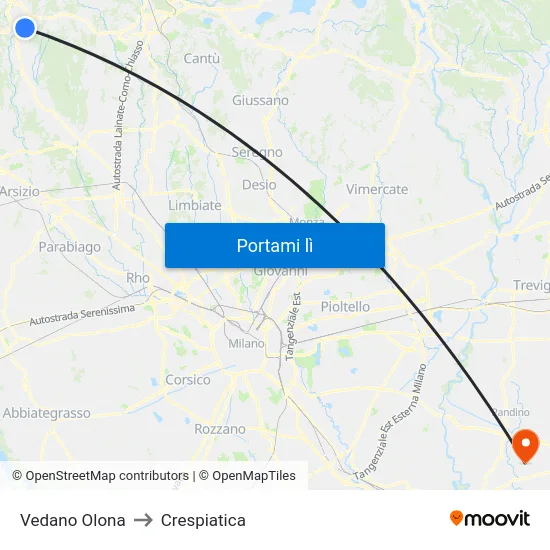 Vedano Olona to Crespiatica map
