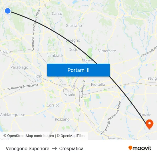 Venegono Superiore to Crespiatica map