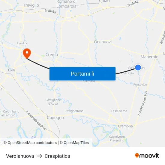 Verolanuova to Crespiatica map