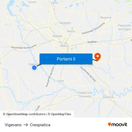 Vigevano to Crespiatica map