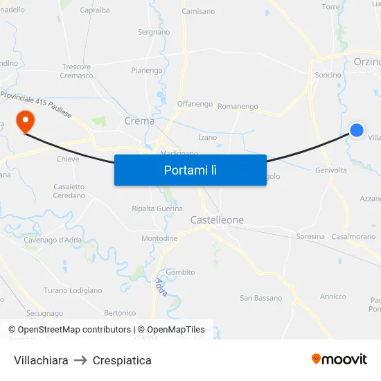 Villachiara to Crespiatica map