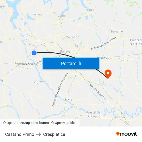 Castano Primo to Crespiatica map