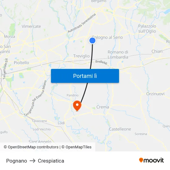 Pognano to Crespiatica map