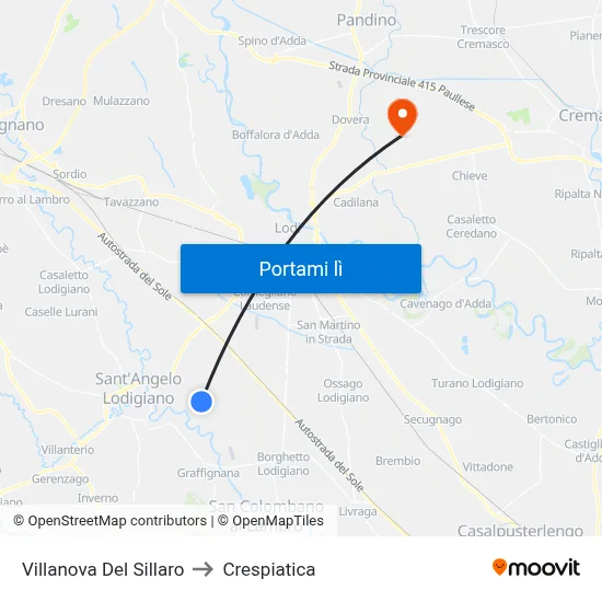 Villanova Del Sillaro to Crespiatica map
