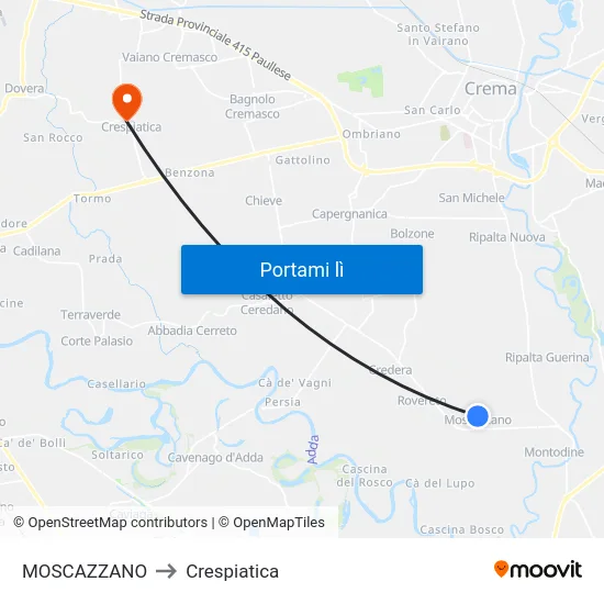MOSCAZZANO to Crespiatica map