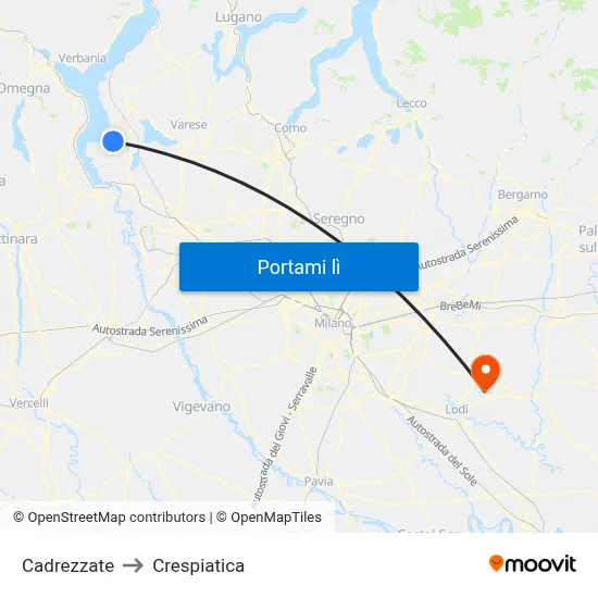 Cadrezzate to Crespiatica map