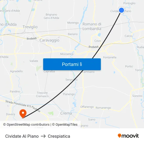 Cividate Al Piano to Crespiatica map