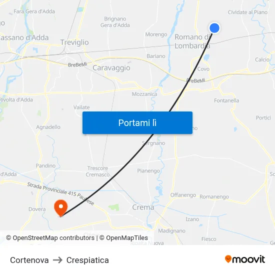 Cortenova to Crespiatica map