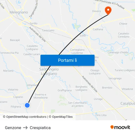 Genzone to Crespiatica map