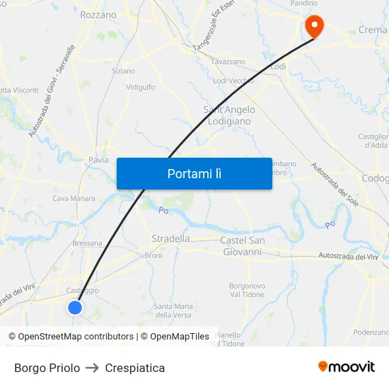 Borgo Priolo to Crespiatica map