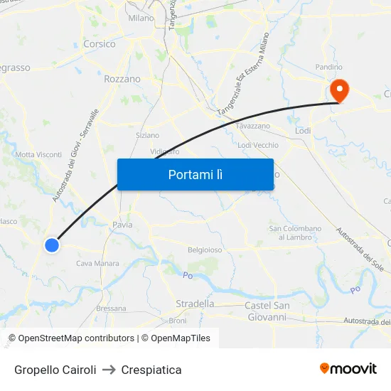 Gropello Cairoli to Crespiatica map