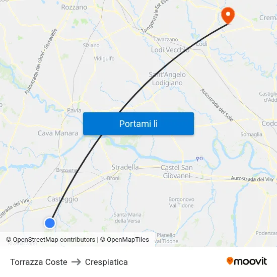 Torrazza Coste to Crespiatica map