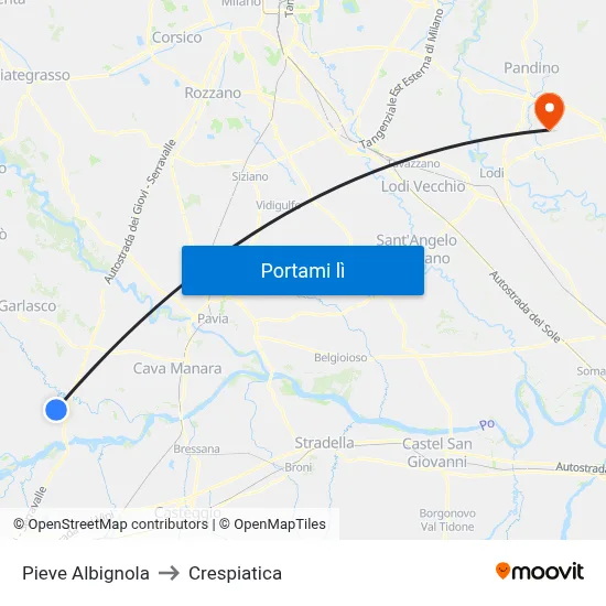 Pieve Albignola to Crespiatica map
