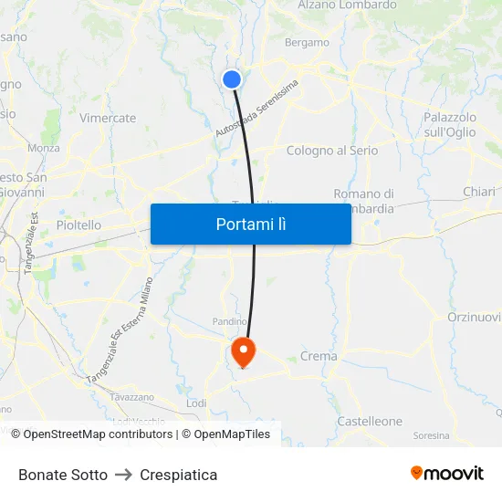 Bonate Sotto to Crespiatica map