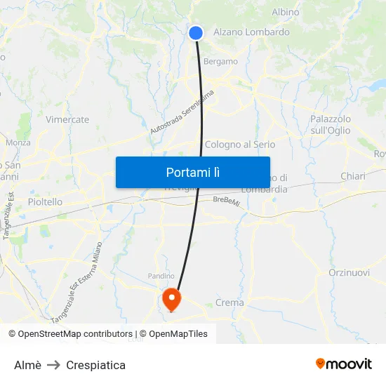 Almè to Crespiatica map