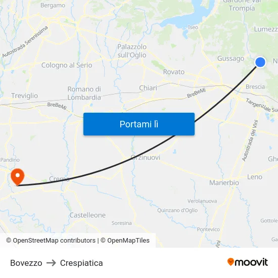 Bovezzo to Crespiatica map