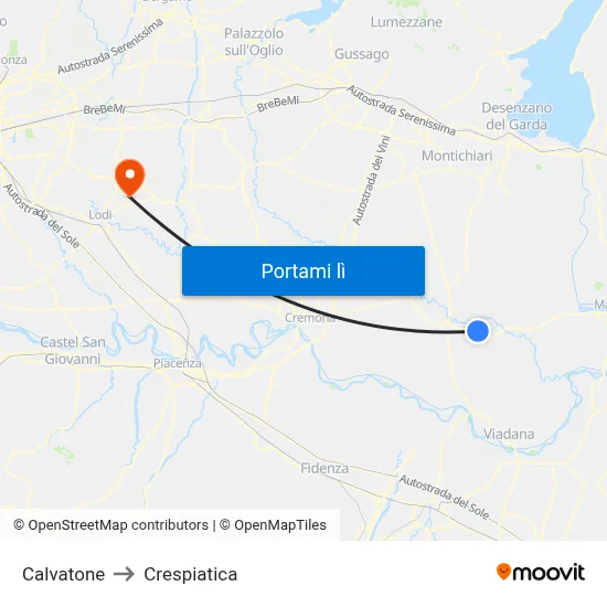 Calvatone to Crespiatica map