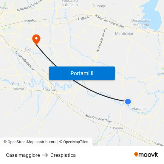 Casalmaggiore to Crespiatica map