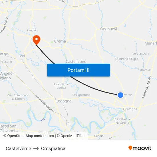 Castelverde to Crespiatica map