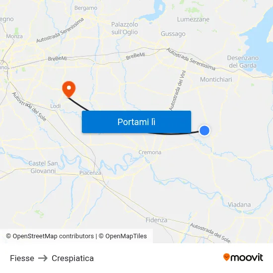 Fiesse to Crespiatica map