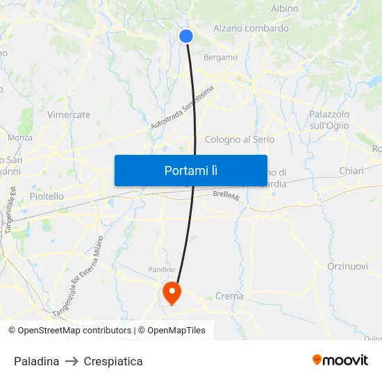 Paladina to Crespiatica map