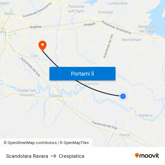 Scandolara Ravara to Crespiatica map
