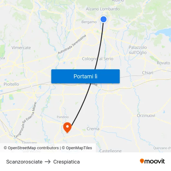 Scanzorosciate to Crespiatica map
