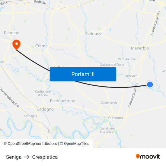Seniga to Crespiatica map