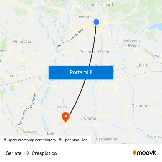 Seriate to Crespiatica map