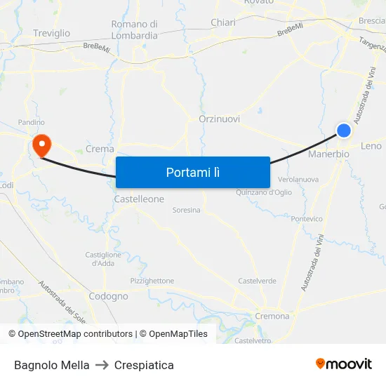 Bagnolo Mella to Crespiatica map
