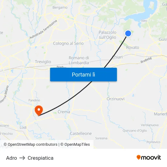 Adro to Crespiatica map
